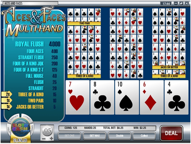 Aces and Faces Multihand poker