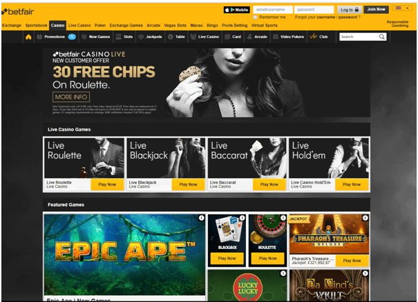 Betfair casino UK