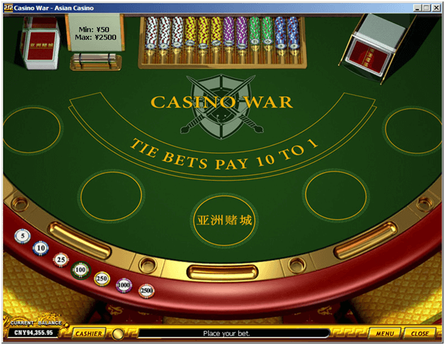 Casino War game from Microgaming