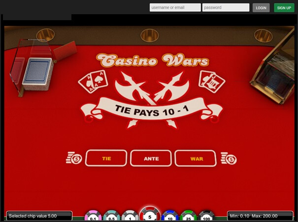 Casino war at online casino