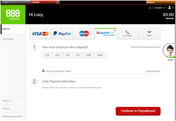 How to make deposit with Paysafecard at Best UK casino
