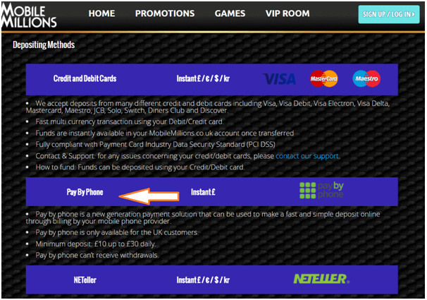 Pay By Mobile - How to make a deposit at online casino