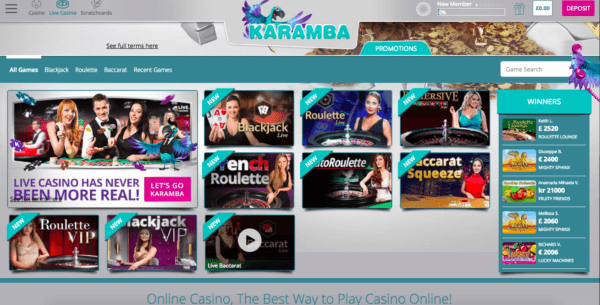 Casino and Live Casino on Karamba