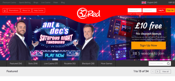 Get 10£ for free on 32Red