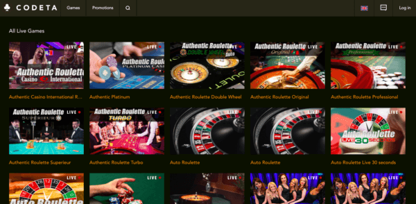 More than 70 live casino games