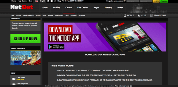 A Netbet mobile app